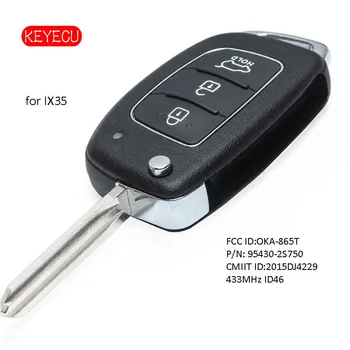Keyecu Flip Daljinski Ključ Fob 3 Gumbi 433MHz ID46 Čip za Hyundai IX35 Tuscon 2014 2015 2016 P/N: 95430-2S750