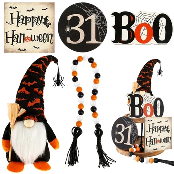 Nova Halloween Stopenjski Pladenj za Dekoracijo Luštna noč Čarovnic Namizni Okras Ustvarjalne Halloween Dekoracijo z Lesenimi Znaki Gnome